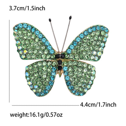 Alloy Butterfly Brooch with Rhinestones for Women's Elegant Outerwear