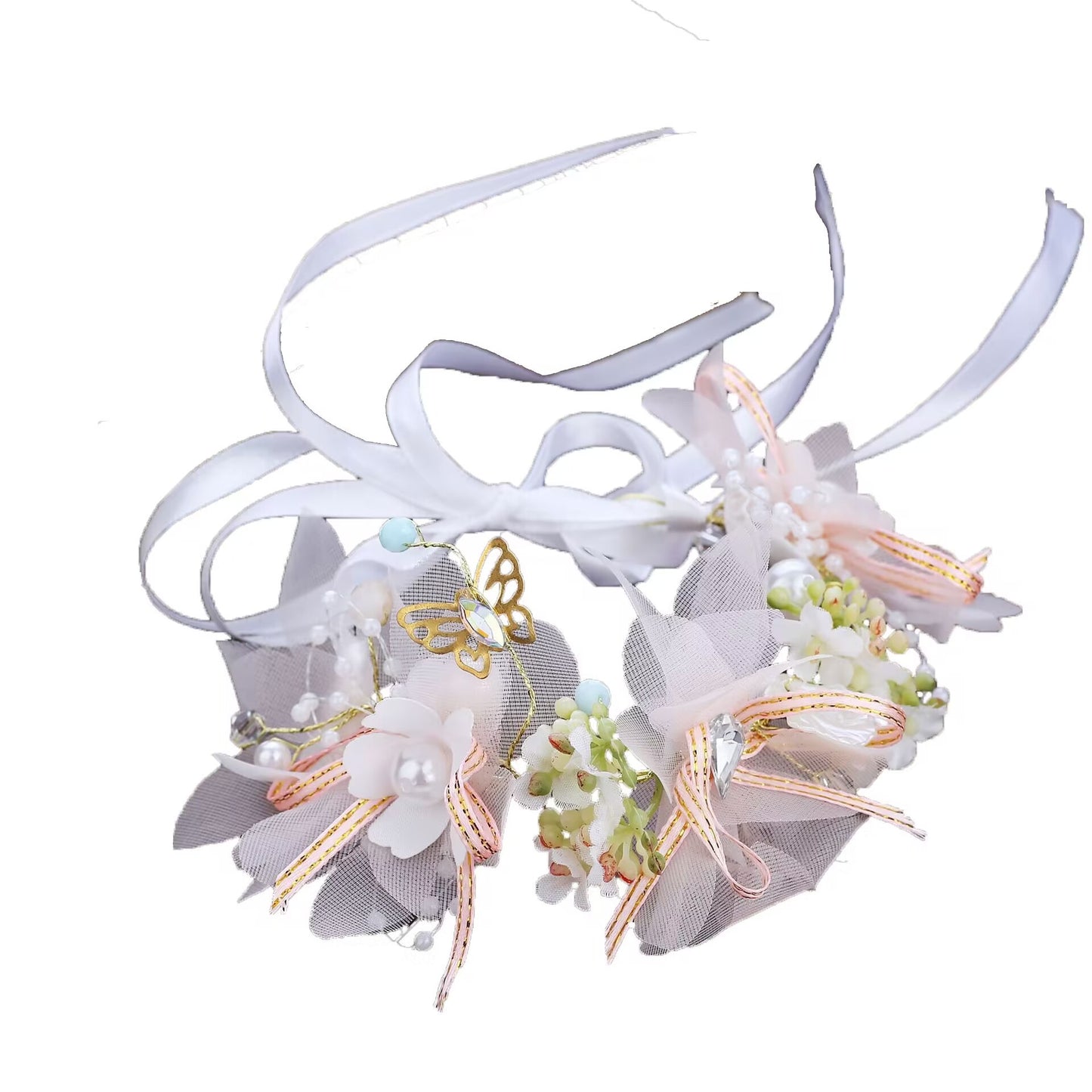 Floral Headband Wedding Hairpiece for Brides