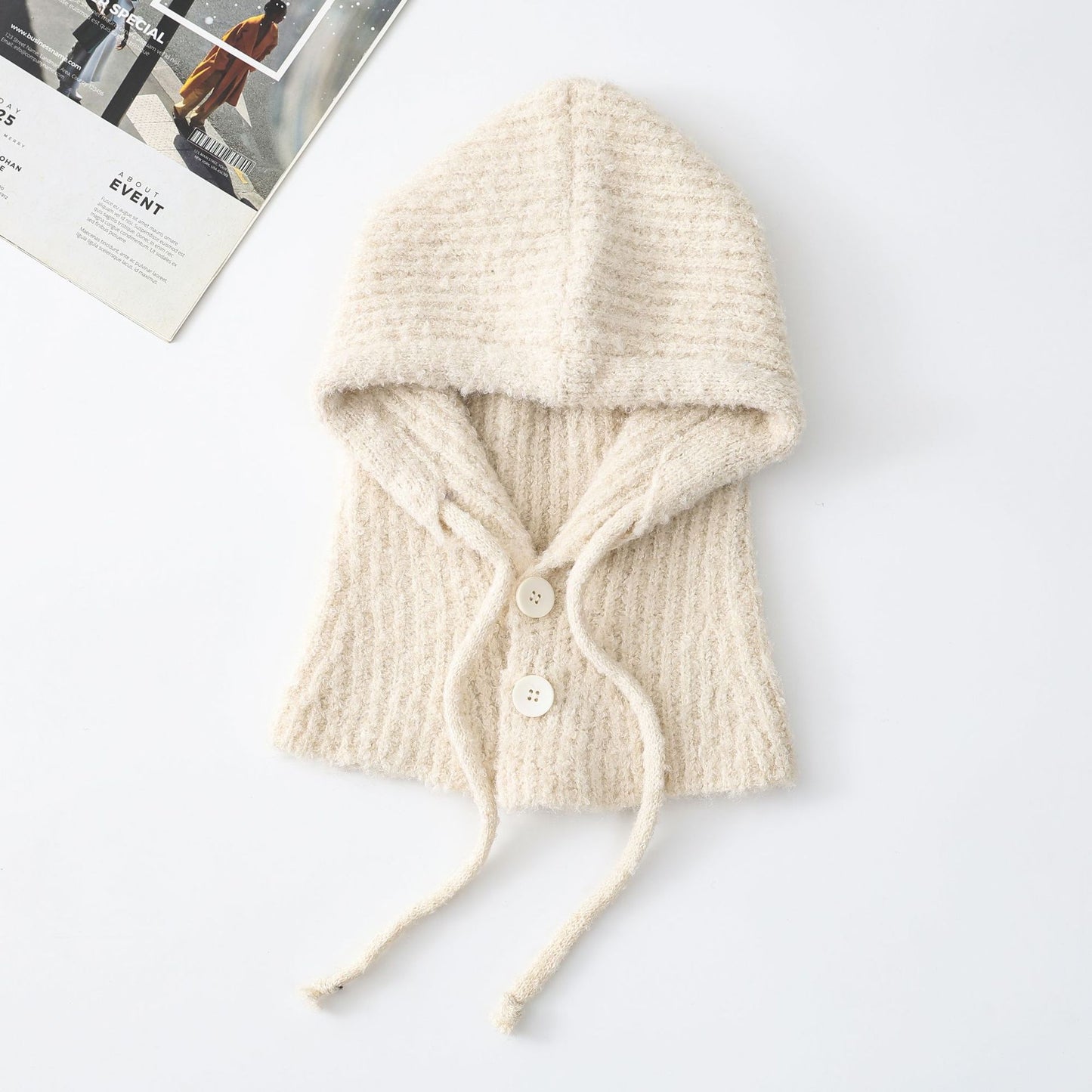 Trendy Knit Wool Blend Balaclava Hat with Neck Warmer