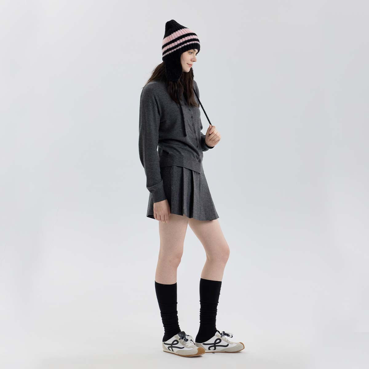 Chic Color-Block Striped Knit Ear Warmer Beanie for Women