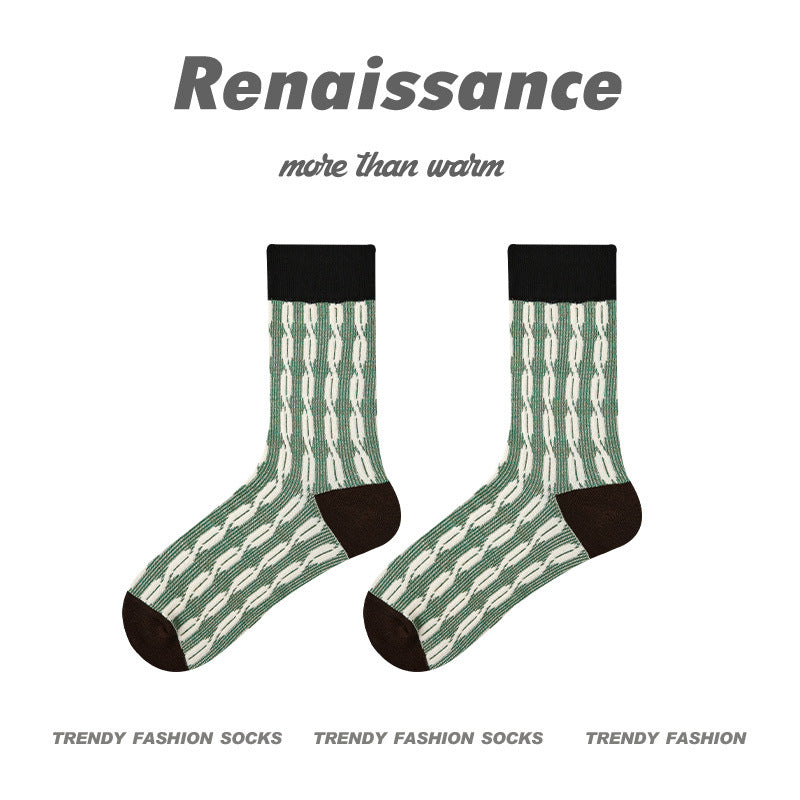 Renaissance Embossed Mid Calf Cotton Socks