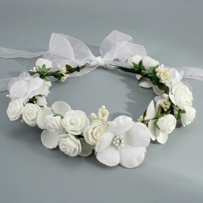 Floral Headband with Ribbons Handmade for Boho and Beach Photoshoots