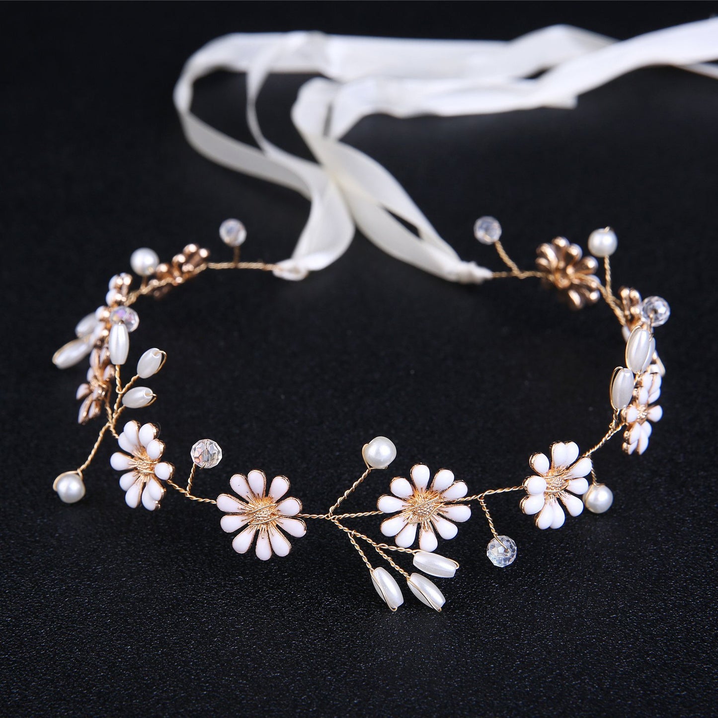 Handmade Floral Pearl Bridal Headband