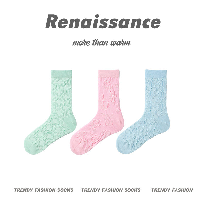 Mid Calf Vintage Gradient Cotton Socks