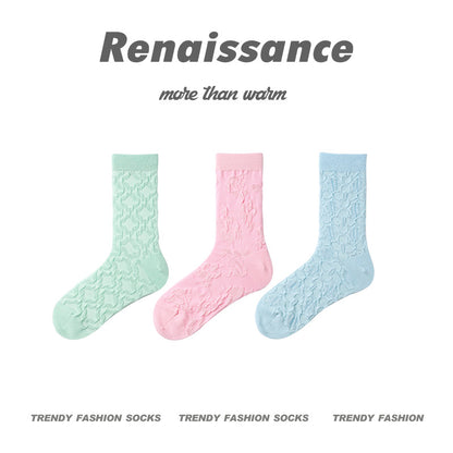 Mid Calf Vintage Gradient Cotton Socks