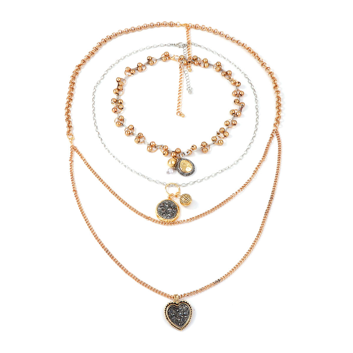 Necklace Layered Heart Geometric Pendant Luxe