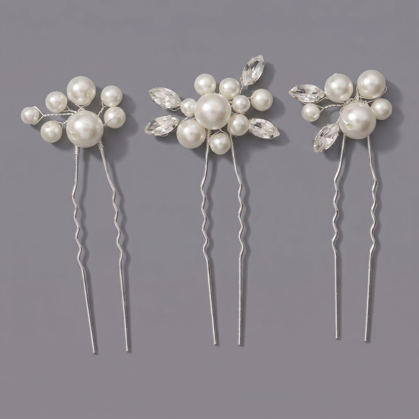 Handcrafted Pearl Hairpins With Rhinestones For Weddings