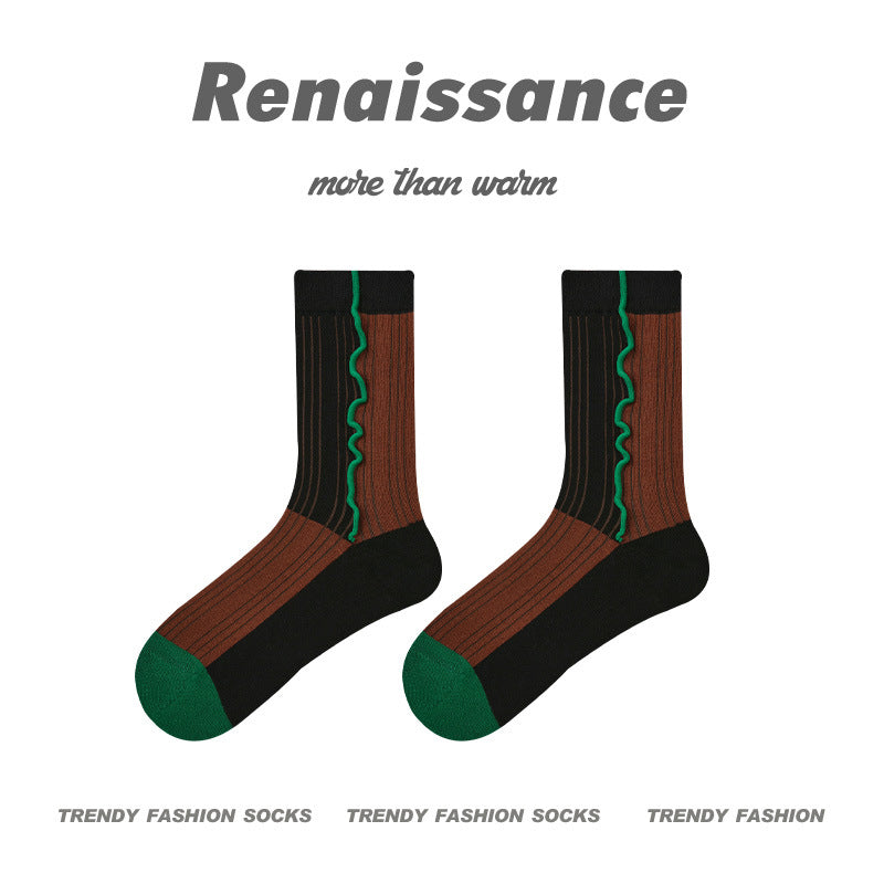 Renaissance Embossed Mid Calf Cotton Socks