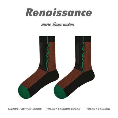 Renaissance Embossed Mid Calf Cotton Socks
