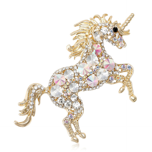 Elegant Unicorn Brooch with Rhinestones Stylish Accessory for All