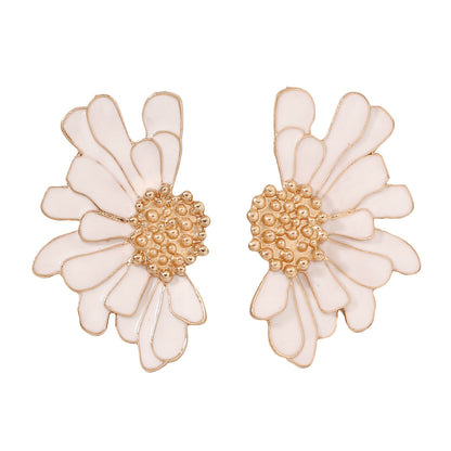 Alloy Enamel Flower Stud Earrings Hypoallergenic Chic