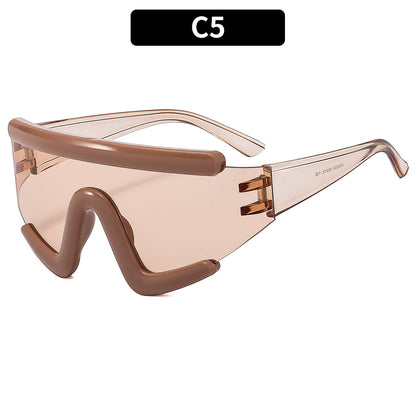 Trendy Oversized Cycling Sunglasses UV400 Protection Fashionable Eyewear