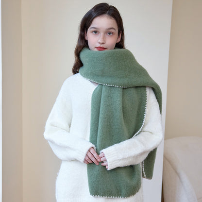 Solid Color Thick Warm Scarf with Edged Design for All Seasons