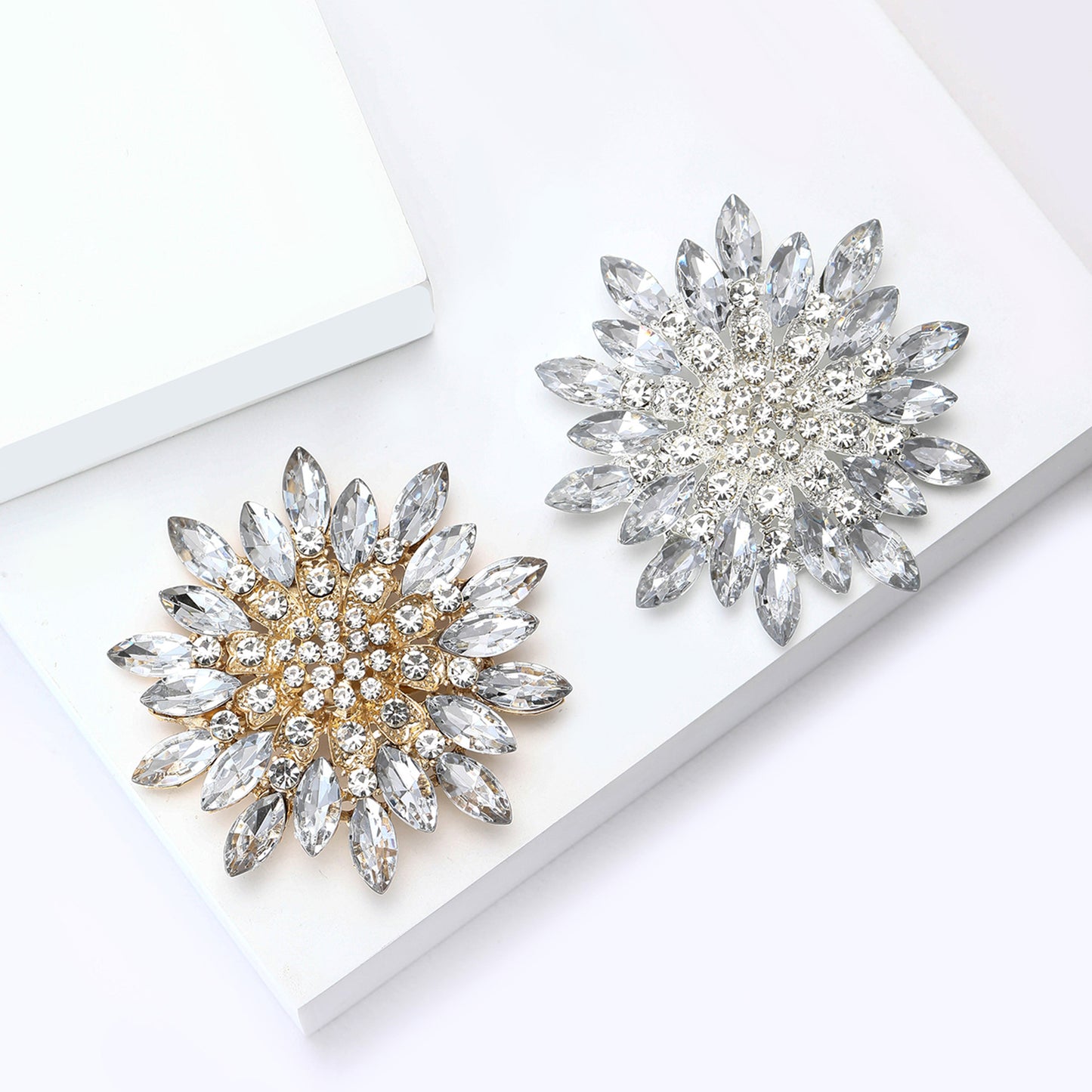 Alloy Creative Rhinestone Hollow Sunflower Flower Brooch Stylish Elegant Pin