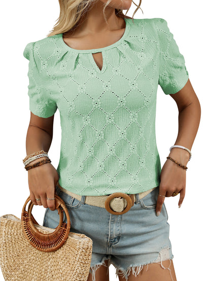 Casual Solid Color Short Sleeve Button T-Shirt