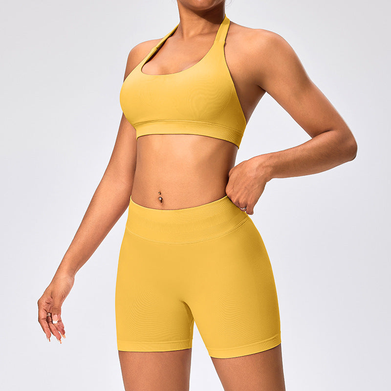 Women's Outdoor Yoga Set with Open Back Sports Bra and Pants
