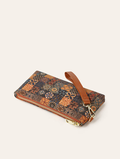 Bohemian Floral Print Zip Wallet for Women