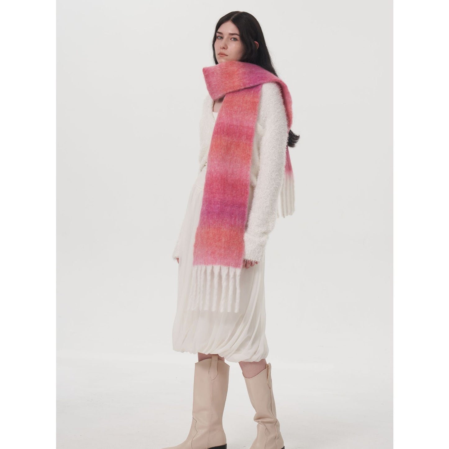 Gradient Wool Scarf for Women Elegant Casual Winter Wear