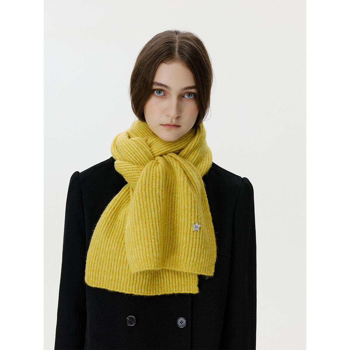 Chic Star Design Knitted Wool Blend Scarf for Women