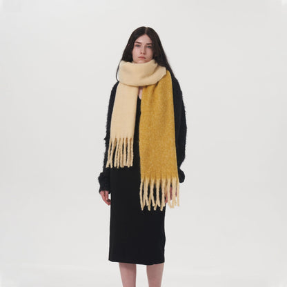 Color Block Warm Scarf Soft Chenille Shawl for Women