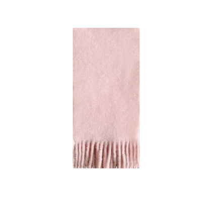 Solid Color Wool Blend Fringe Scarf for Women