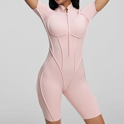 Color Block Yoga Jumpsuit with Hollow Back Spaghetti Strap