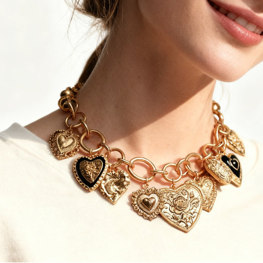 Alloy Chain Necklace Heart Pendant Casual Chic