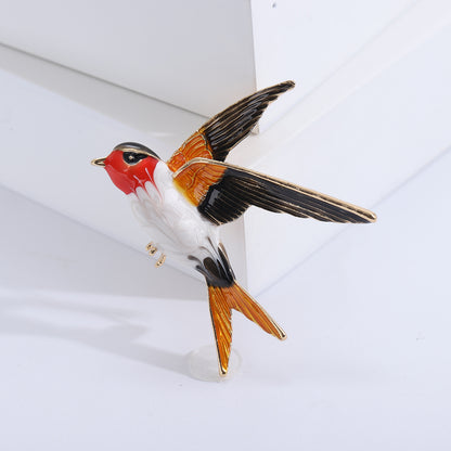 Colorful Swallow Enamel Brooch Elegant Unisex Pins