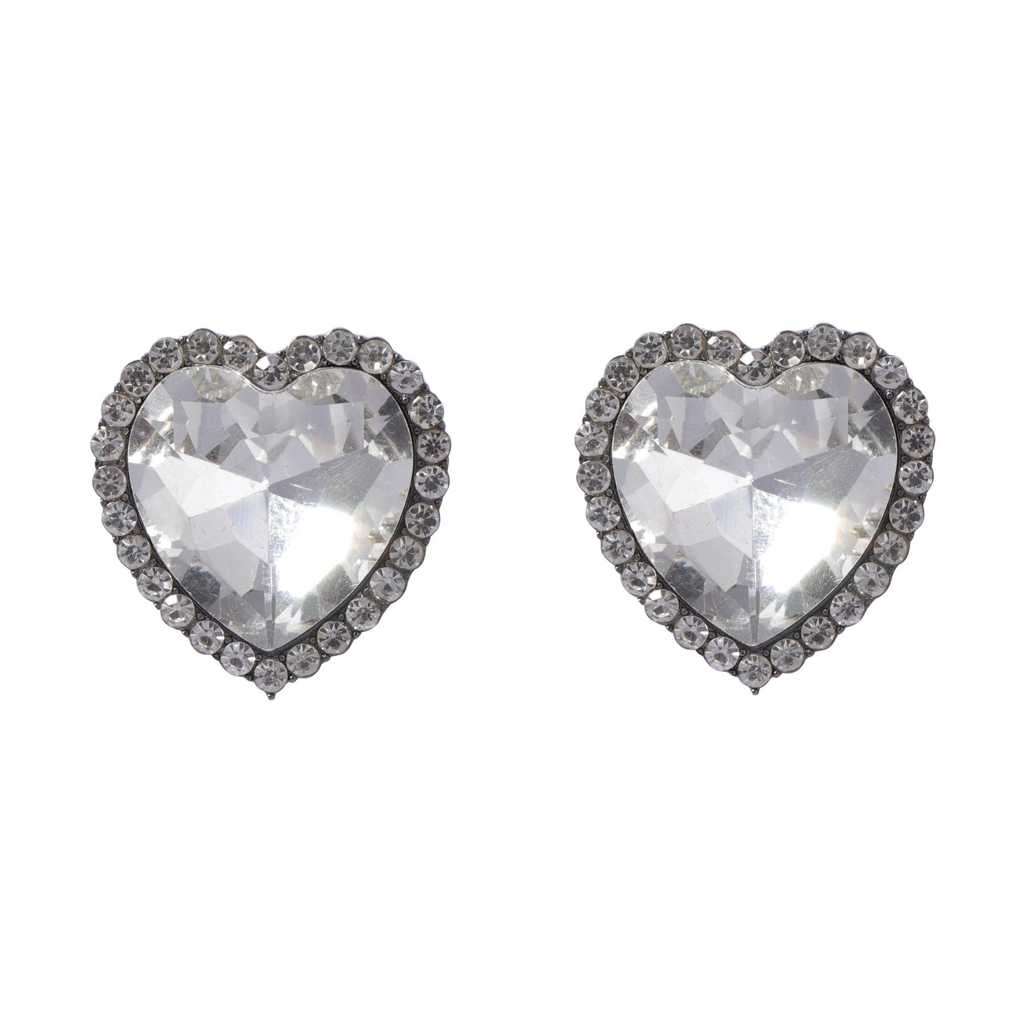 Alloy Heart Crystal Stud Earrings Vintage Luxe