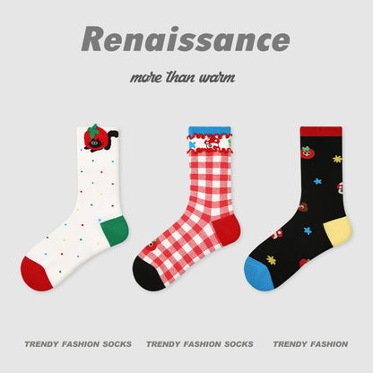 Socks Renaissance Animal Cartoon Combed Cotton Casual