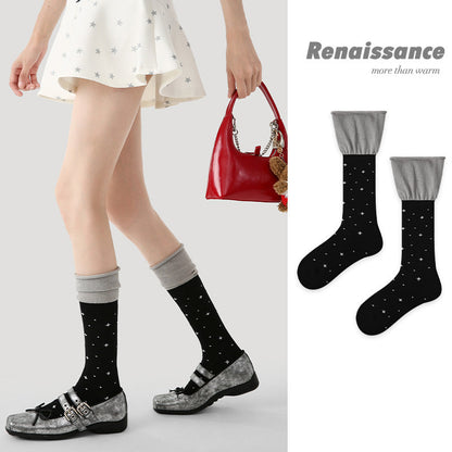 Socks Layered Mid Calf Lettered Cotton Blend Casual