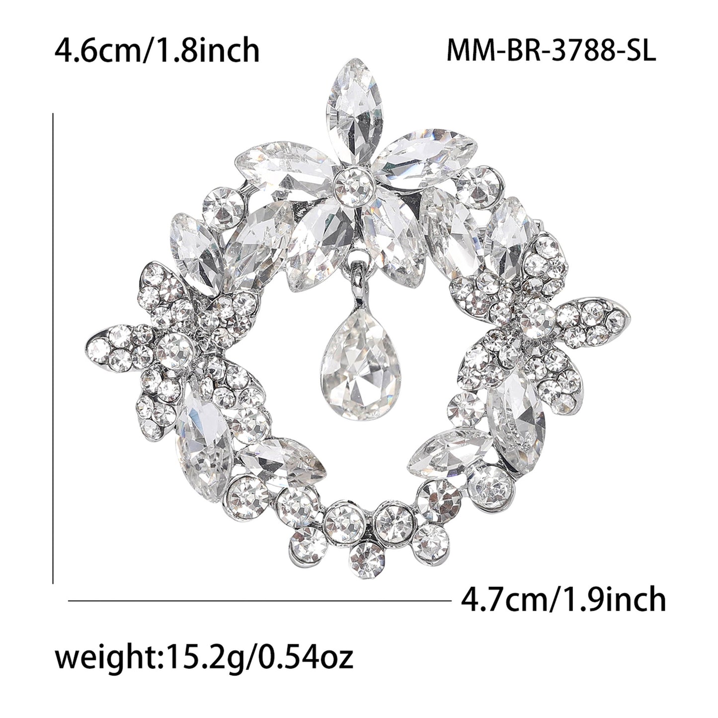 High-End Crystal Floral Brooch Fashionable Coat Pin