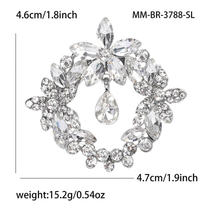 High-End Crystal Floral Brooch Fashionable Coat Pin