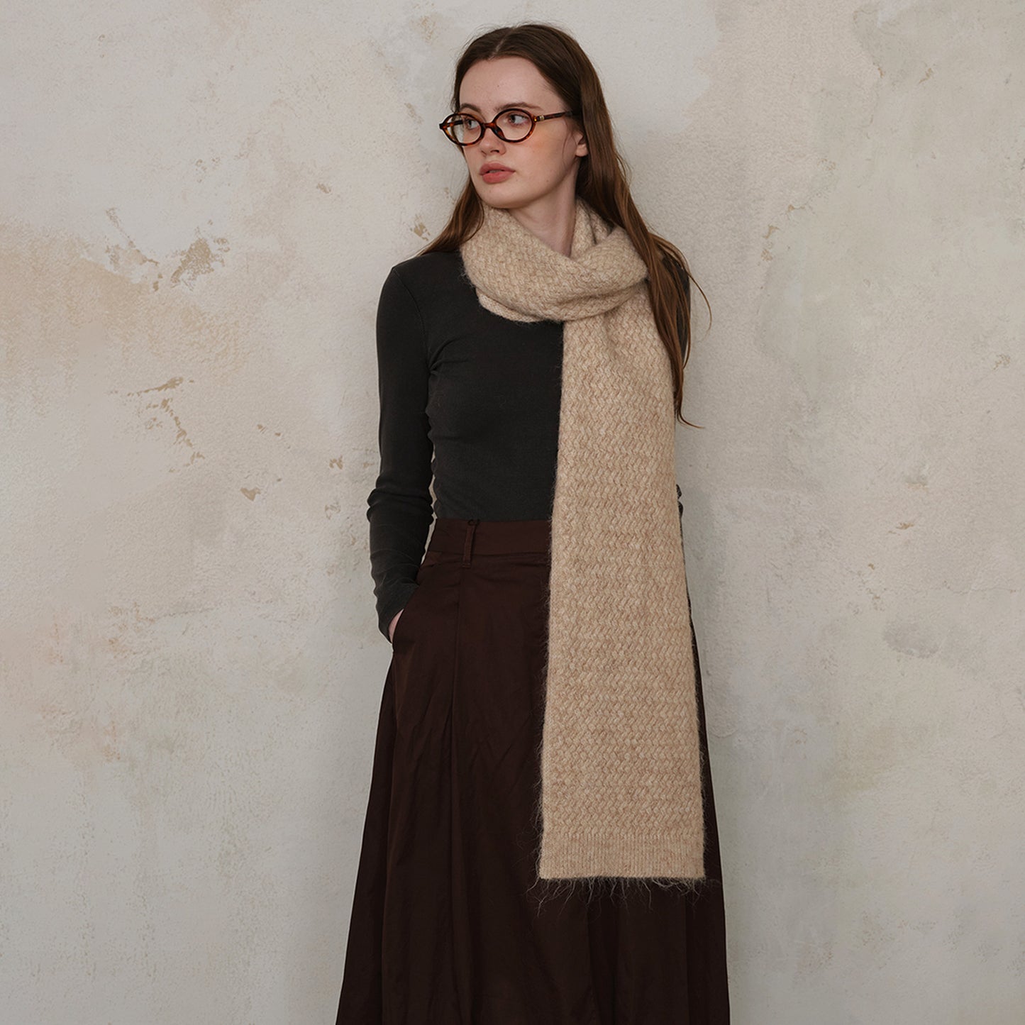 Classic Solid Knit Scarf in Blue - Stylish and Versatile
