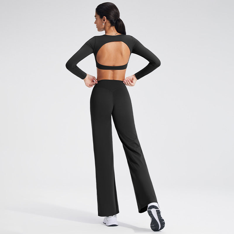 Backless Sports T-Shirt Set with Removable Pads for Women