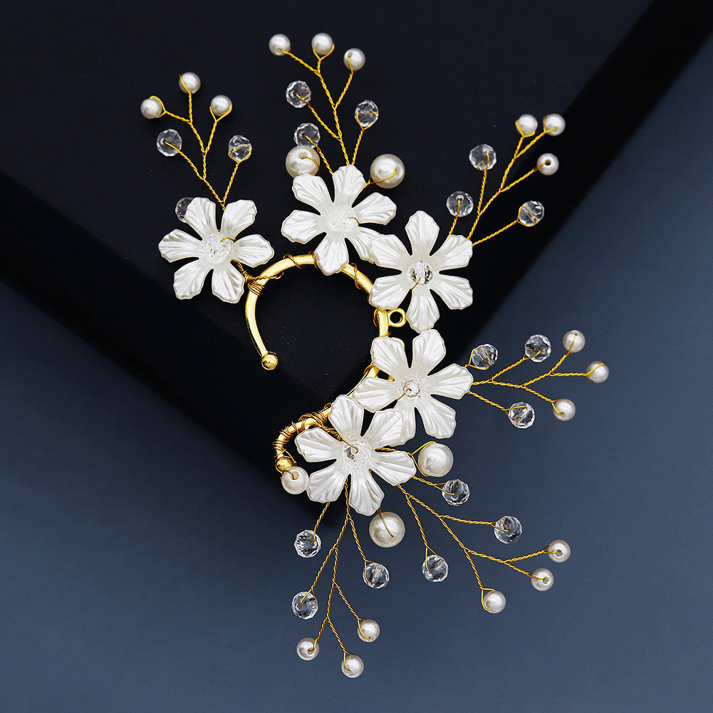 Floral Design Pearl and Crystal Earrings for Brides