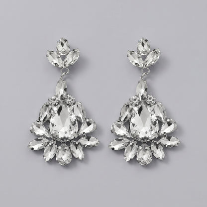 Vintage Floral Alloy Rhinestone Earrings Elegant Daily Drops