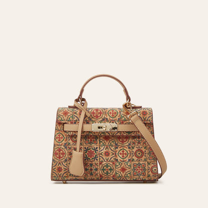 Trendy Ethnic Print Cork Crossbody Bag Stylish Vintage Handbag