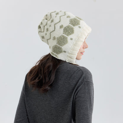 Hexagonal Knitted Beanie Hat For Women - Cozy And Adjustable Casual Style