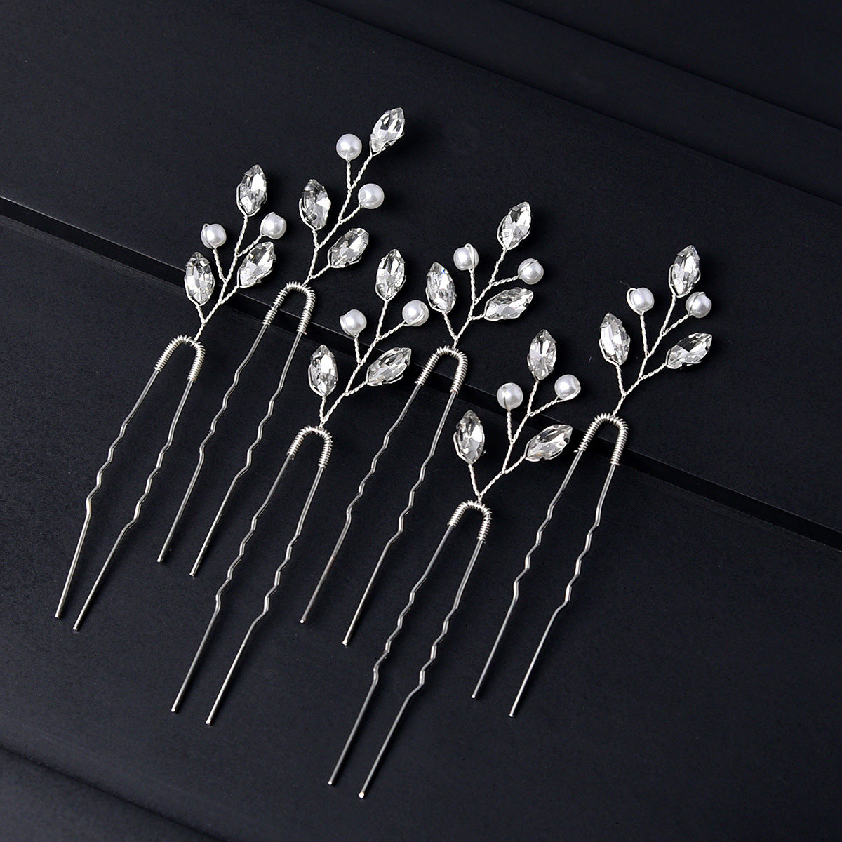 Emerald U Shaped Hair Pins Set of 6 Elegant Bridal Hairpiece
