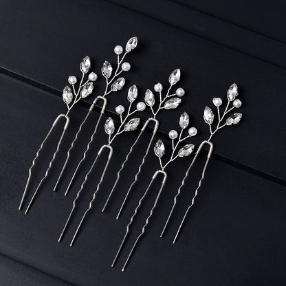 Emerald U Shaped Hair Pins Set of 6 Elegant Bridal Hairpiece