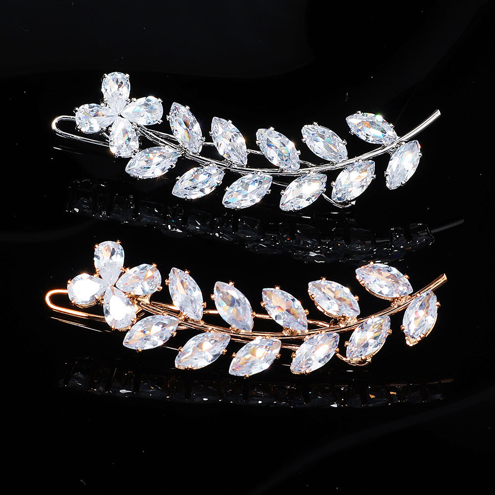 Elegant Rhinestone Hair Clips with Metal Side Pins