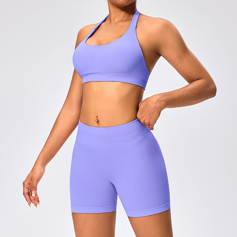 Women's Outdoor Yoga Set with Open Back Sports Bra and Pants