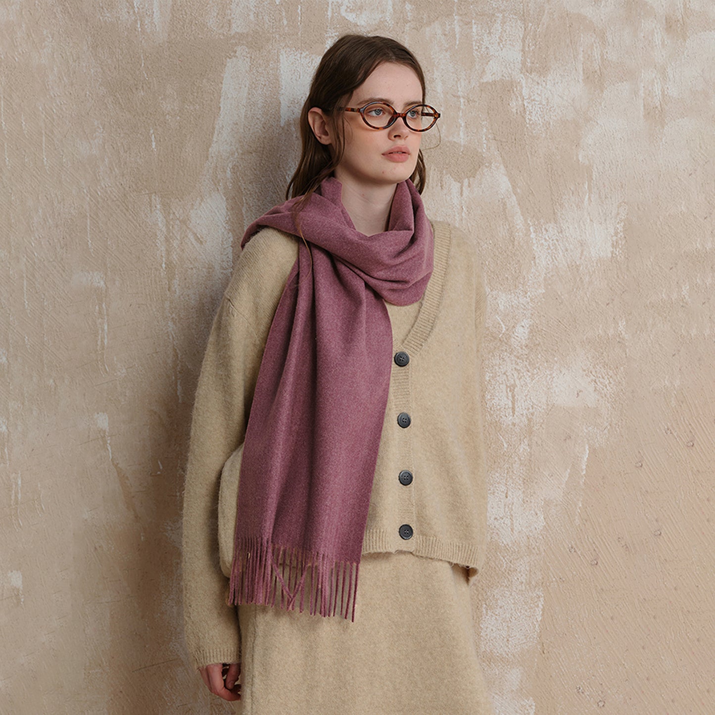 Classic Wool Scarf with Tassels for Men and Women