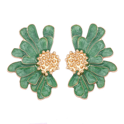 Alloy Enamel Flower Stud Earrings Hypoallergenic Chic