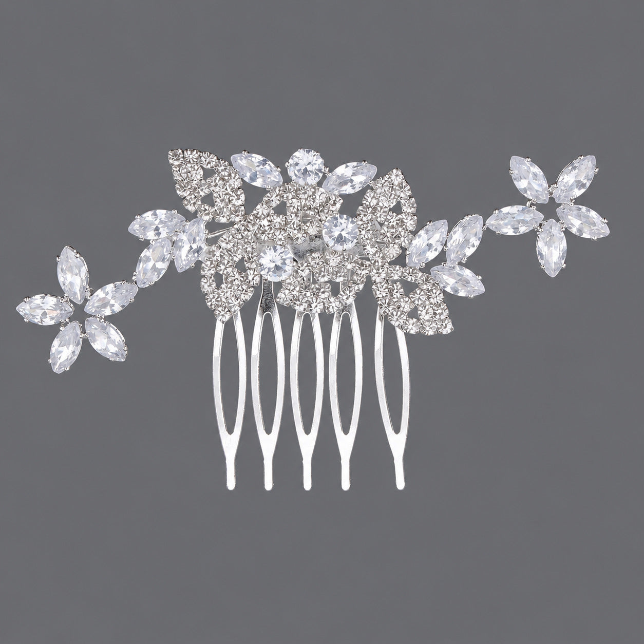 Vintage Floral Zircon Hair Comb Elegant Bridal Headpiece