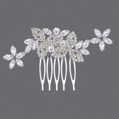 Vintage Floral Zircon Hair Comb Elegant Bridal Headpiece