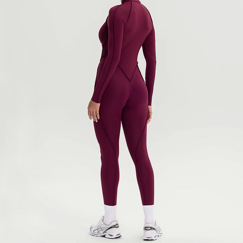 Color Block Yoga Jumpsuit with Hollow Back Spaghetti Strap