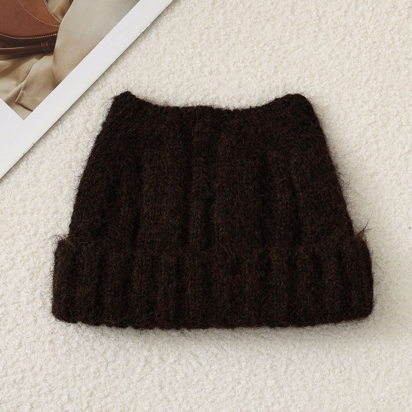Cute Cat Ear Solid Color Knitted Beanie Hat for Women