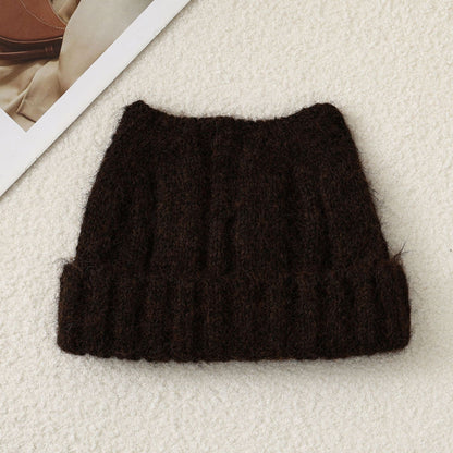 Cute Cat Ear Solid Color Knitted Beanie Hat for Women